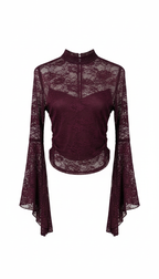 Lace High-Neck Top with Flared Sleeves MS2086