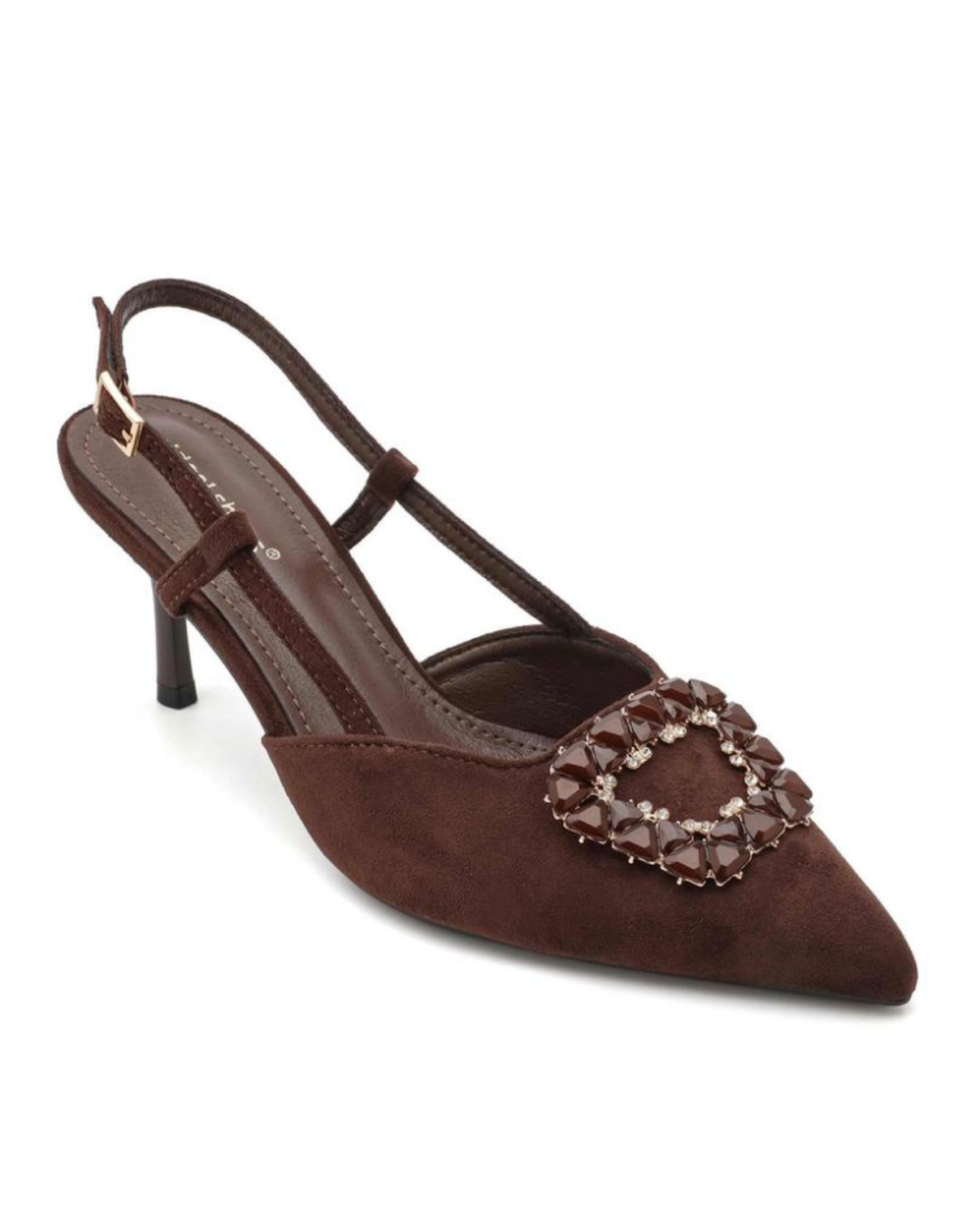 Embellished Suede Slingback Pumps Heels 1890