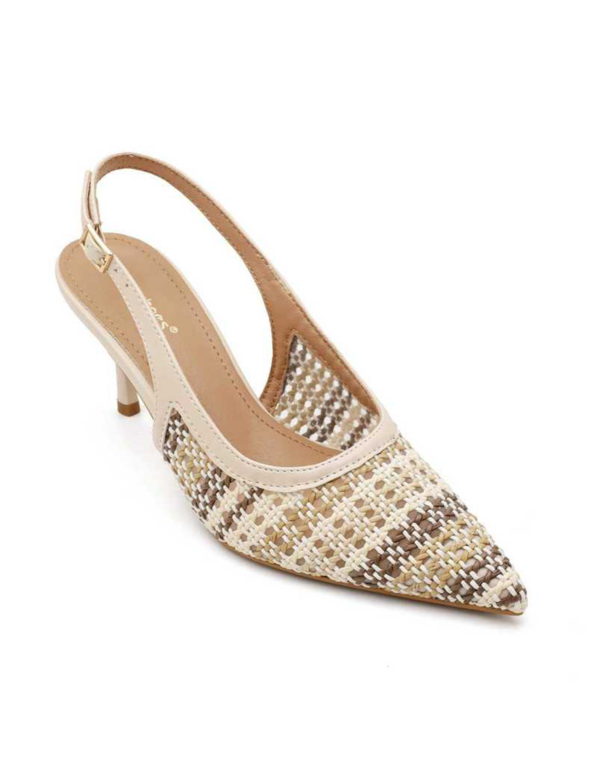 Woven Slingback Kitten Heel Pumps M1897