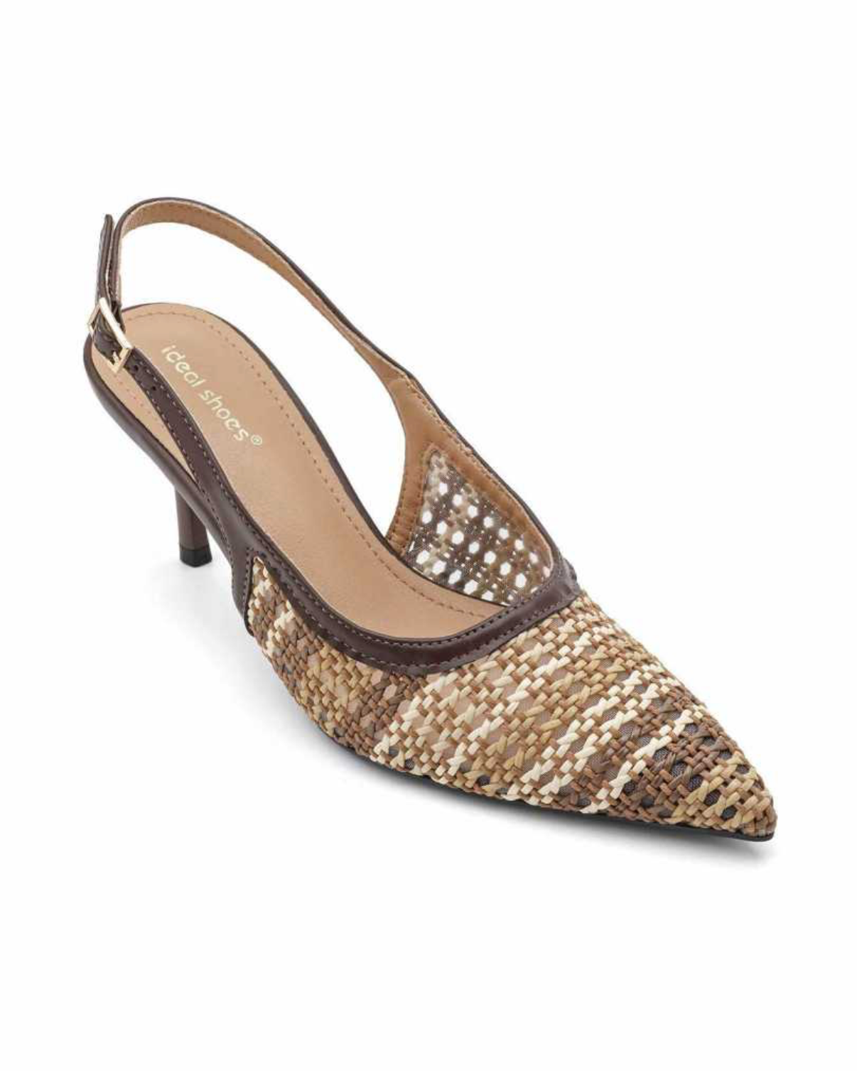 Woven Slingback Kitten Heel Pumps M1897