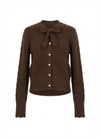 Bow Tie Cable Knit Cardigan Top 2005