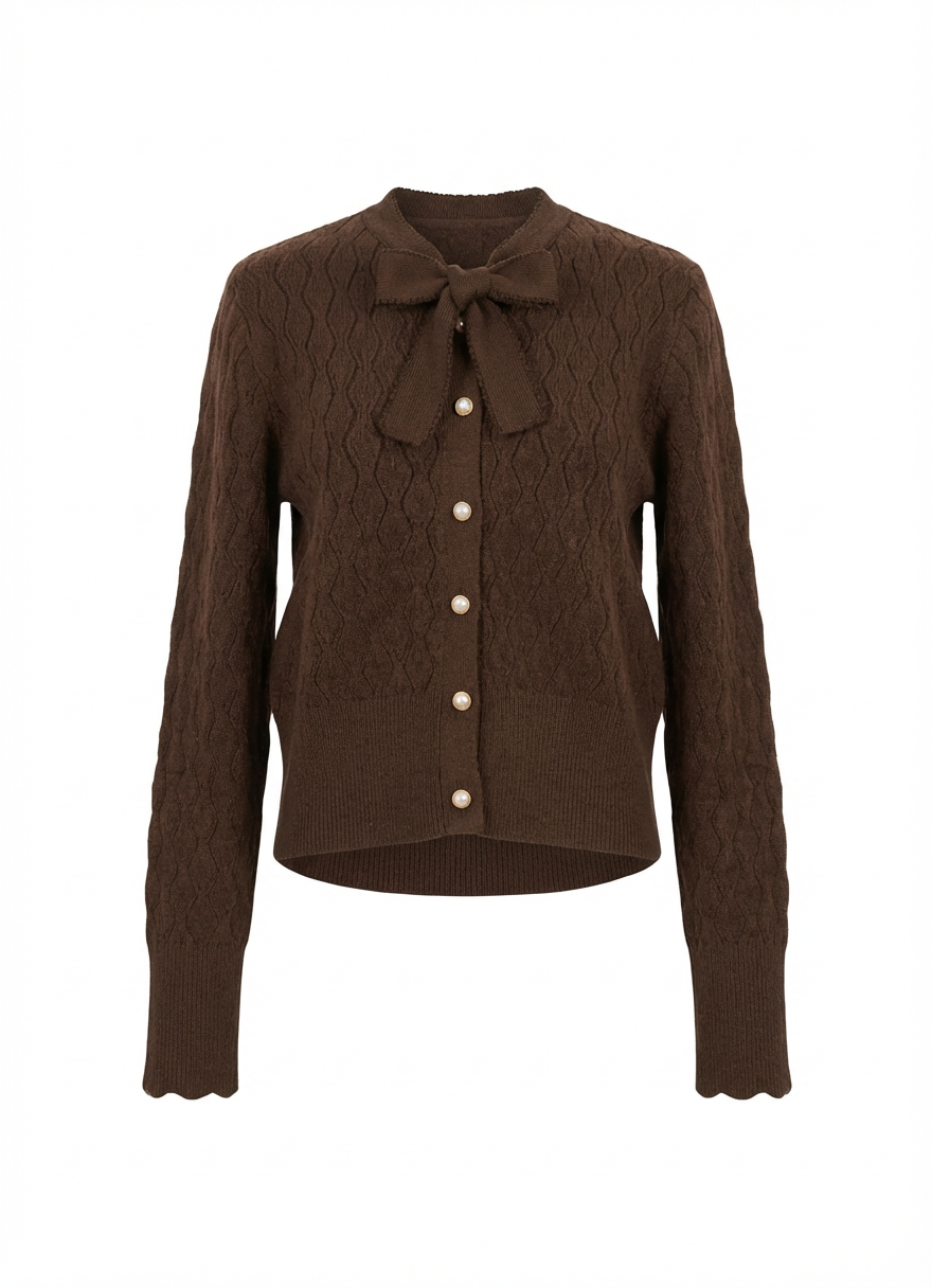 Bow Tie Cable Knit Cardigan Top 2005