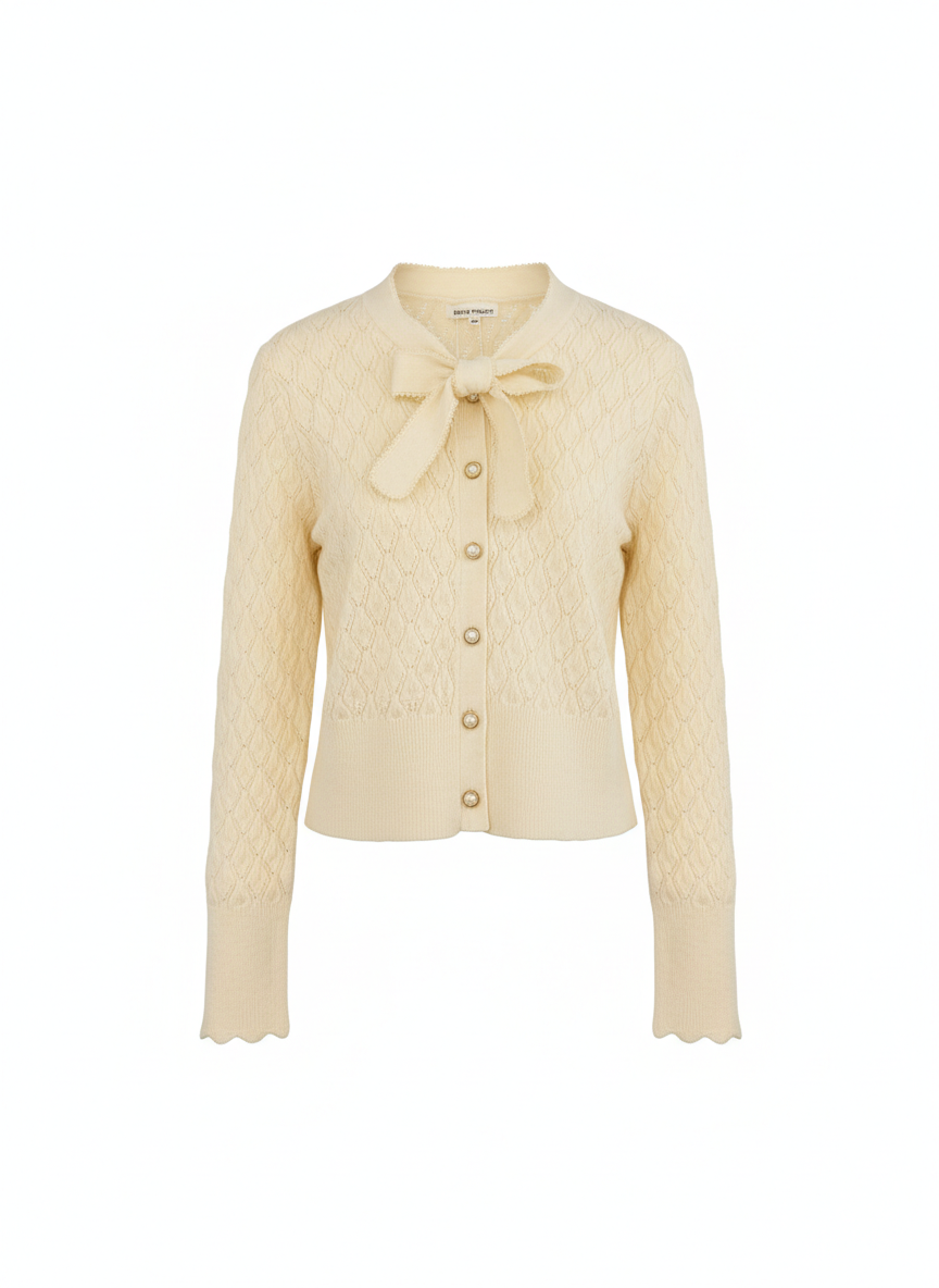 Bow Tie Cable Knit Cardigan Top 2005