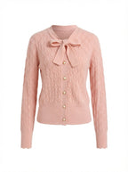 Bow Tie Cable Knit Cardigan Top 2005
