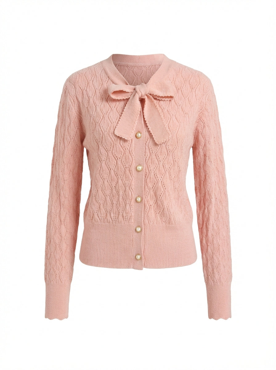 Bow Tie Cable Knit Cardigan Top 2005