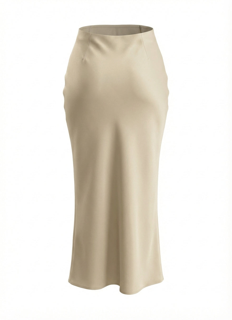 Elegant Satin Midi Skirt 4202
