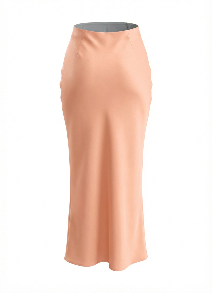 Elegant Satin Midi Skirt 4202