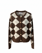 Argyle Knit Cardigan with Gold Buttons JL0213