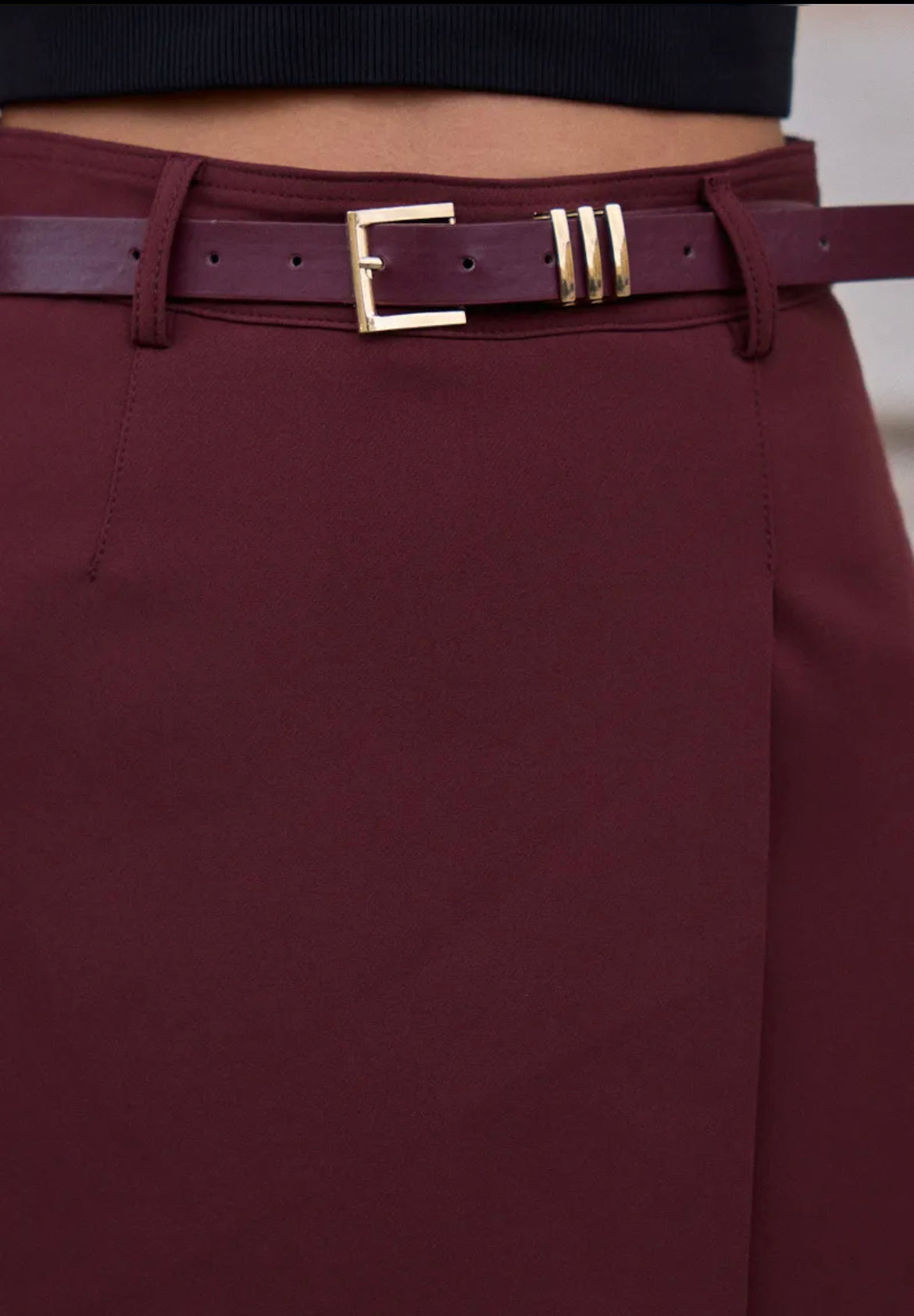 Belted Skort – Available in Brown, Black & Burgundy