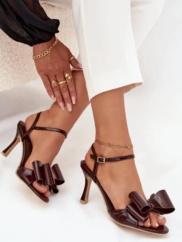 The Cocoa Bow Sandal Heels – Playful Glamour Meets Timeless Elegance