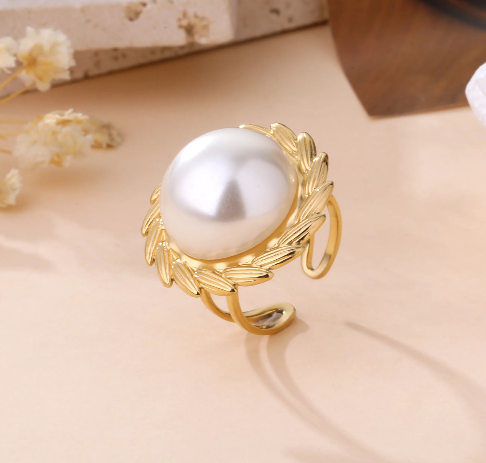 Pearl Roman Wreath Ring