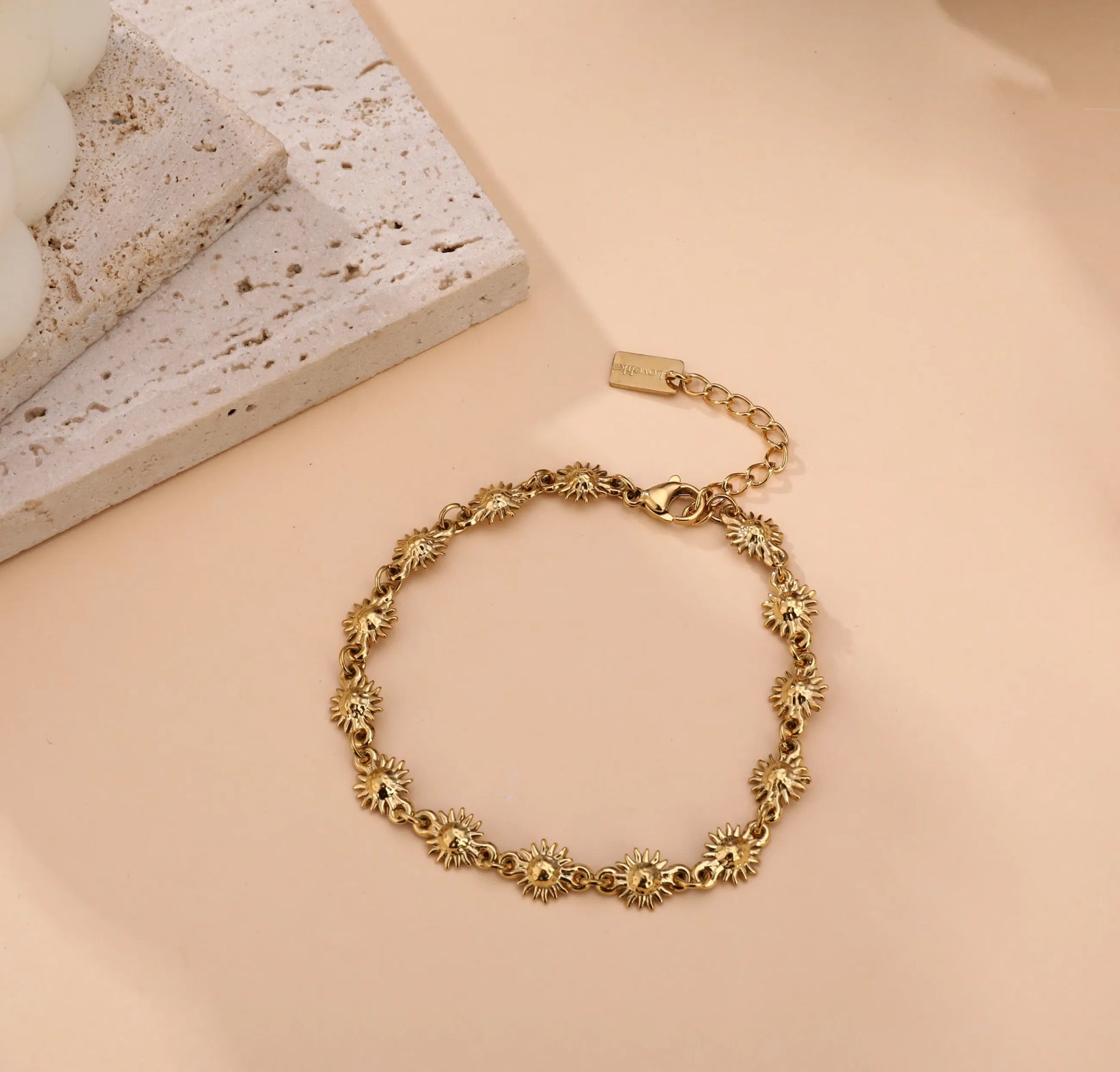Golden Floral Sunburst Chain Bracelet