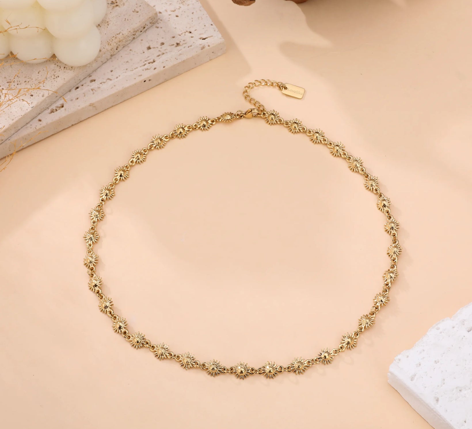 Gold Dainty Sunburst Necklace