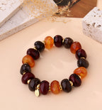Chunky Resin Beaded Stretch Bracelet | Amber & Mocha Tones