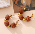 Chunky Beaded Hoop Earrings | Resin & Gold Statement Hoops