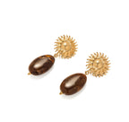 Golden Sunburst Gemstone Drop Earrings | Radiant Boho Chic
