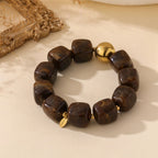 Chunky Gemstone Bead Bracelet | Bold Elegance in Navy & Amber