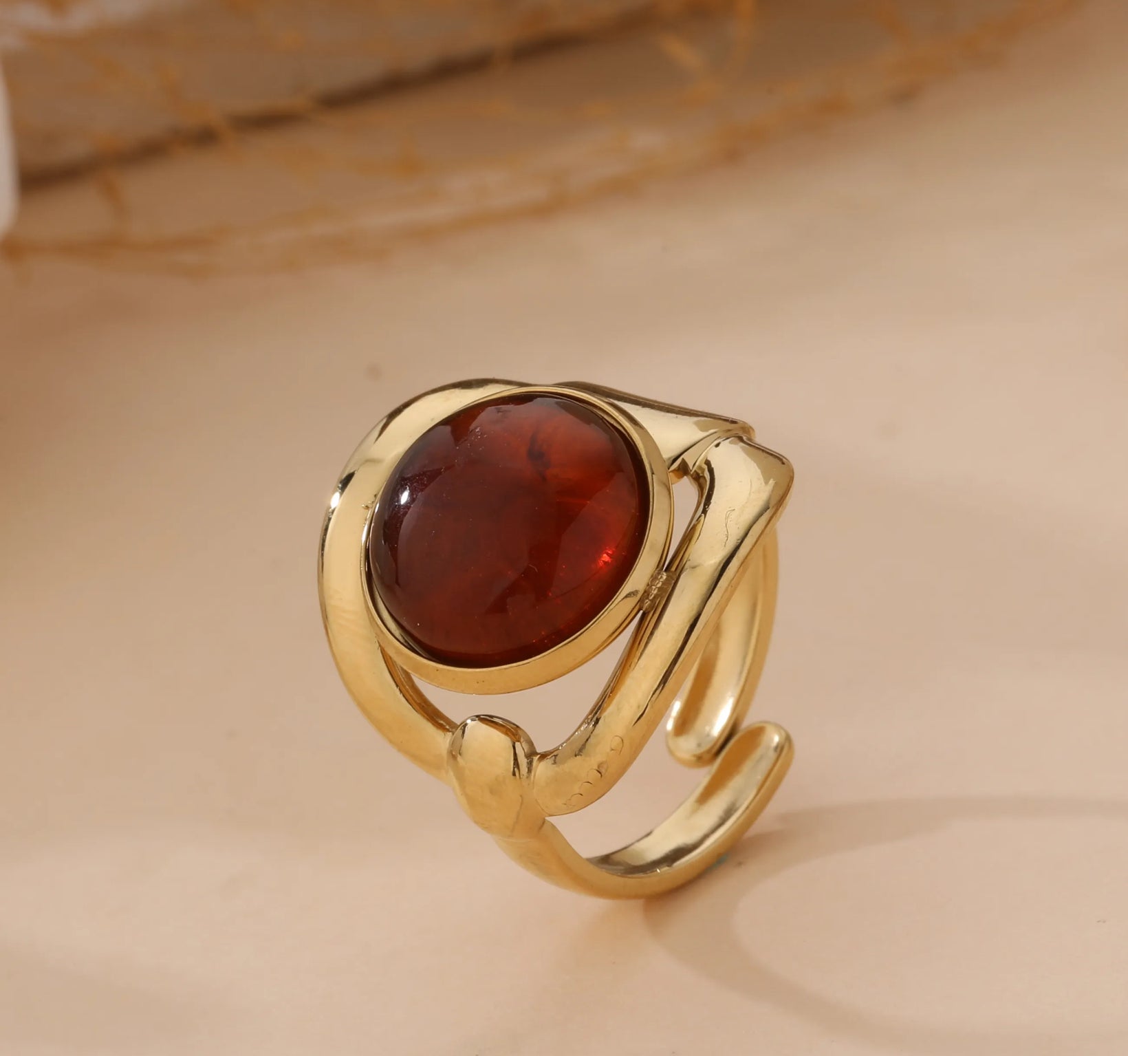 Golden Ember Adjustable Ring | Rusty Gemstone Statement
