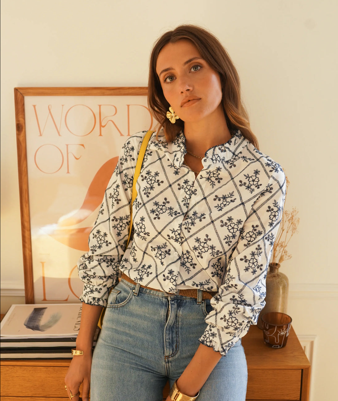 Blue and White Floral Shirt | Elegant Everyday Shirt