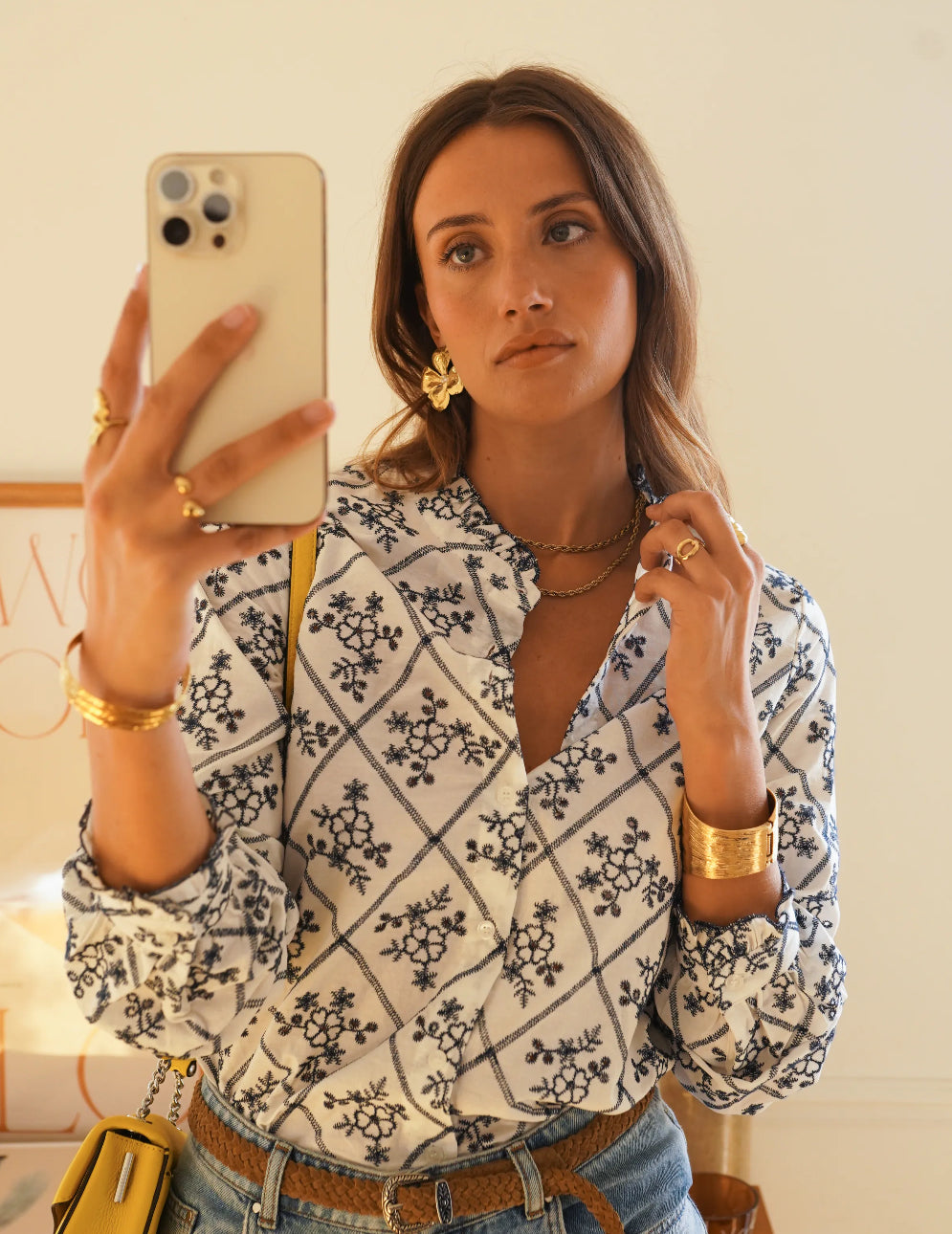 Blue and White Floral Shirt | Elegant Everyday Shirt