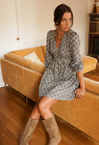 Taupe Geometric Mini Dress | Effortless Everyday Chic