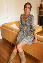 Taupe Geometric Mini Dress | Effortless Everyday Chic