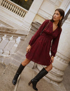 Burgundy Wrap Mini Dress | Elegant Fall Statement Piece