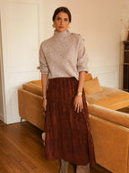 Rust Jacquard Maxi Skirt | Effortless Autumn Chic