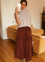 Rust Jacquard Maxi Skirt | Effortless Autumn Chic