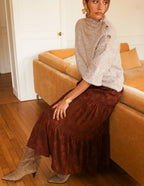 Rust Jacquard Maxi Skirt | Effortless Autumn Chic