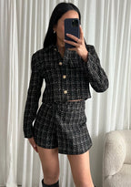 Cropped Tweed Jacket in Black