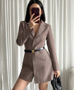 Houndstooth Blazer Dress in Brown