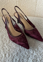 The Bordeaux Lace Slingback Heels – Elegance in Every Stitch