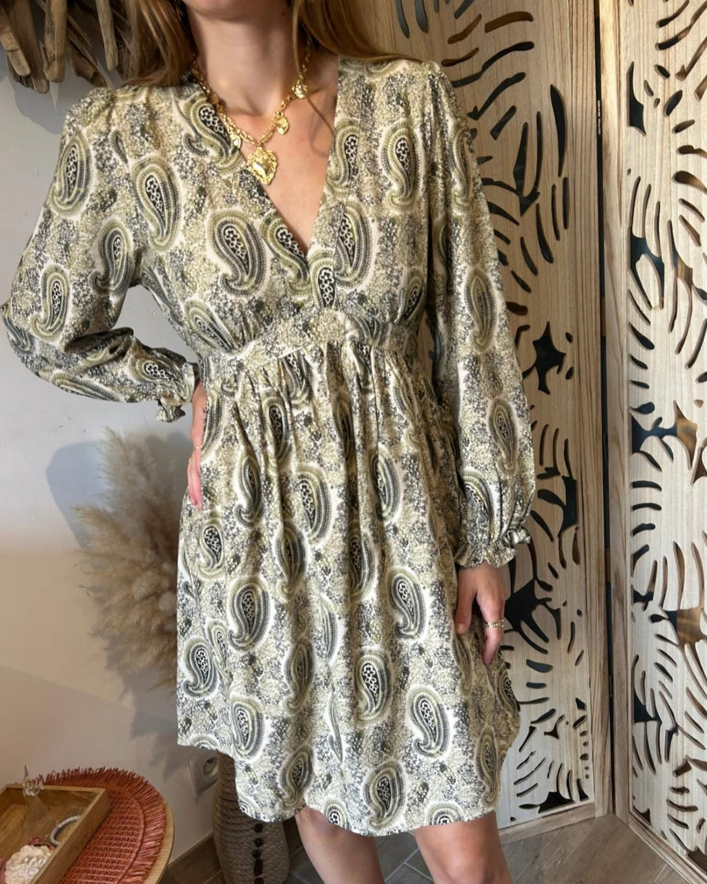 Paisley Print Mini Dress