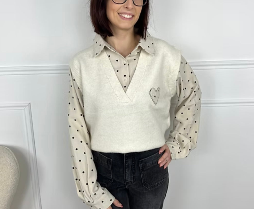 Ivory Heart Knit Vest