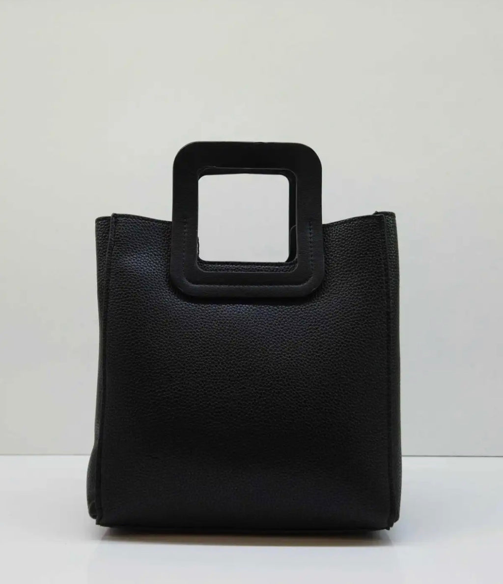 Sculpted Square Handle Tote Bag – Architectural Elegance, Effortless Edge