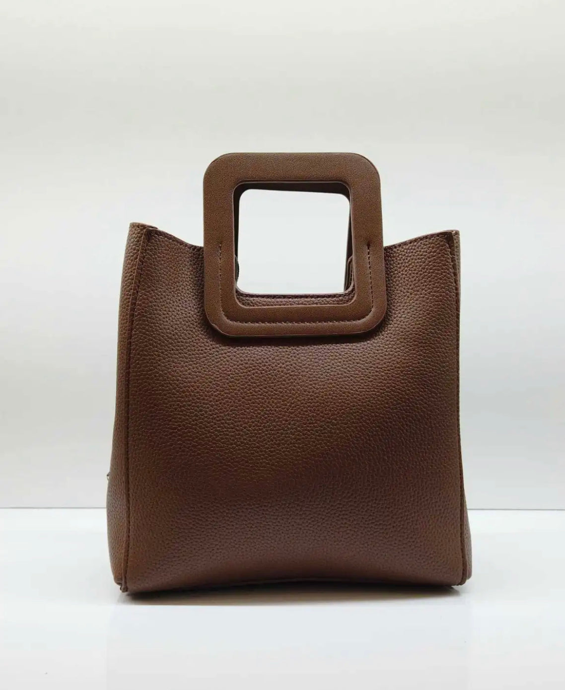 Sculpted Square Handle Tote Bag – Architectural Elegance, Effortless Edge