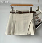 Belted Pleated Wrap Mini Skirt W49756