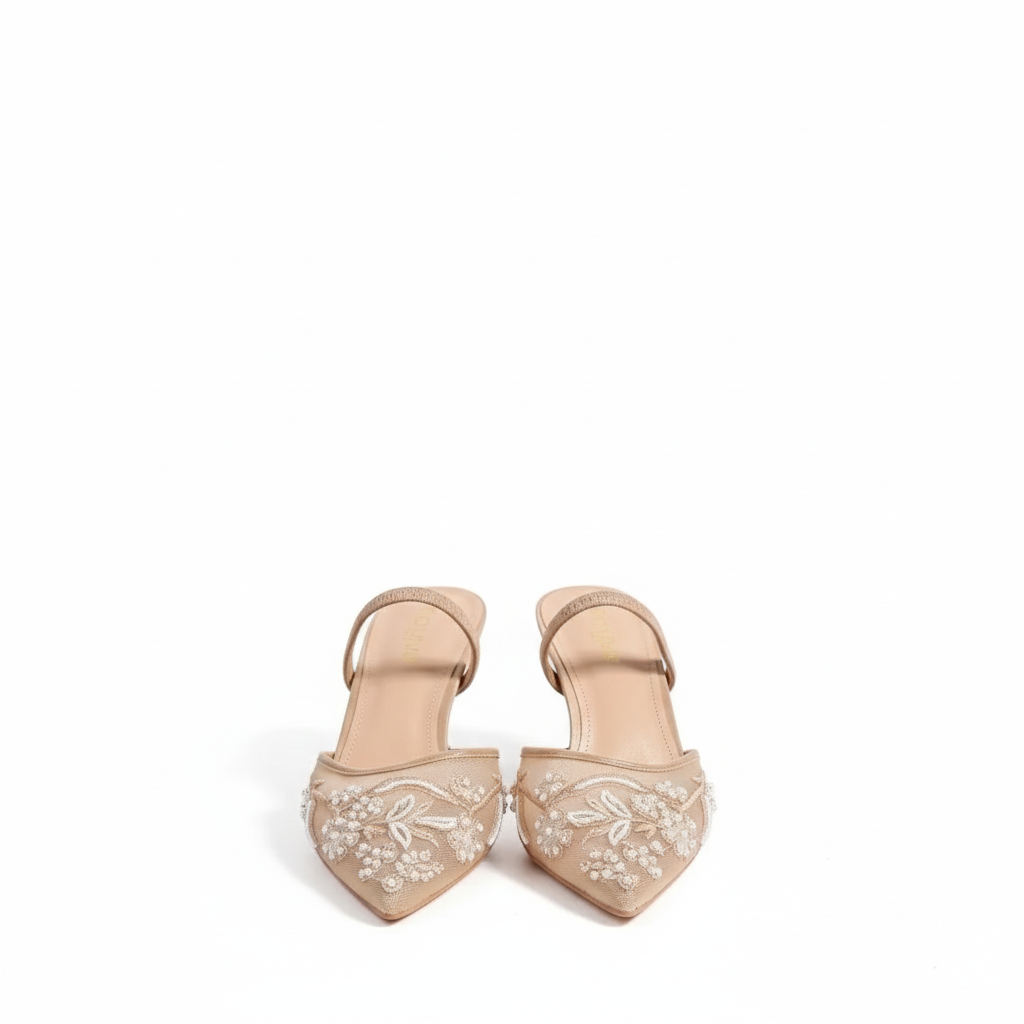 The Blossom Embroidered Mesh Heels – Romantic Elegance Redefined