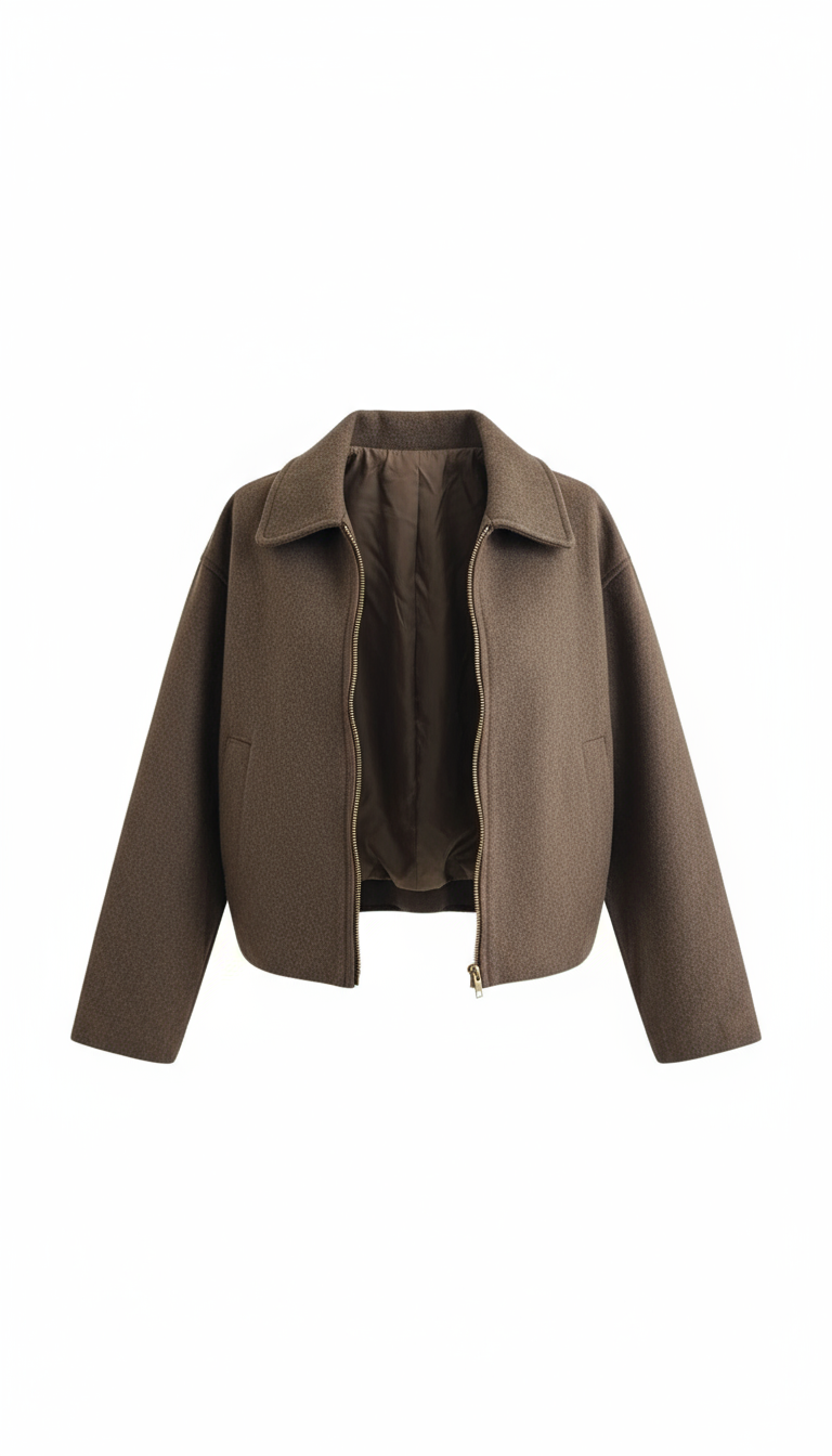The Wool Blend Zip Jacket – Timeless Warmth Meets Modern Simplicity