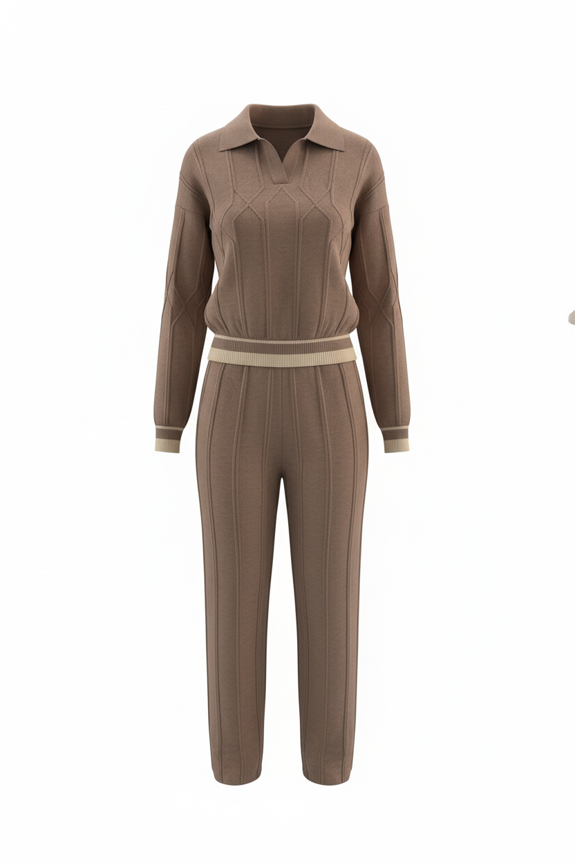 Structured Knit  Co-Ord  — Taupe