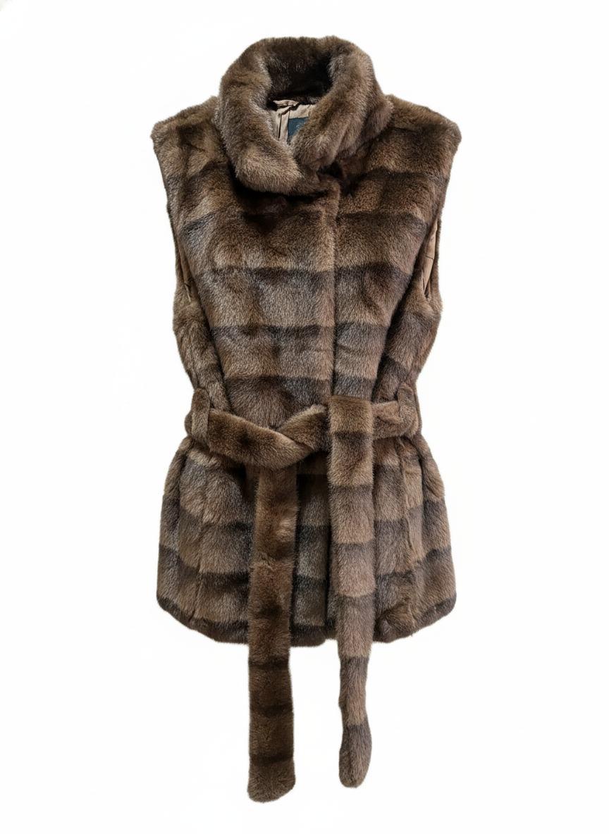 Belted Faux-Fur Vest XY518