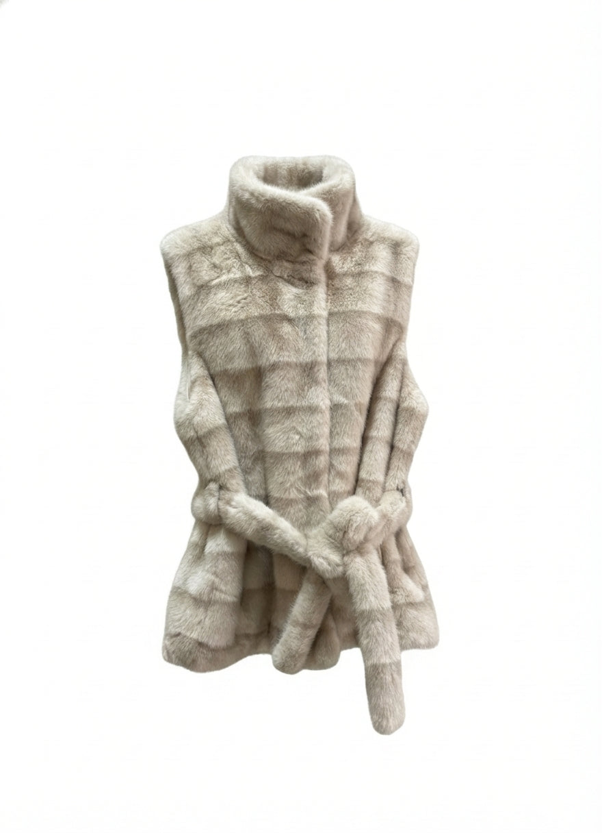 Belted Faux-Fur Vest XY518