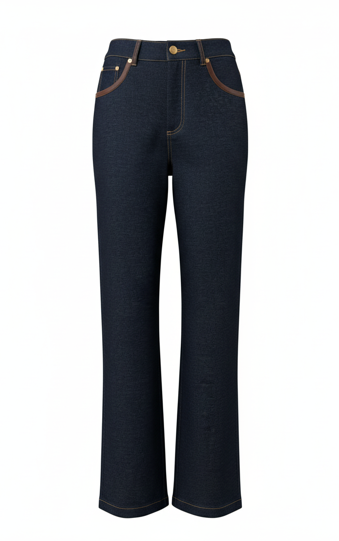 Heritage Denim Trousers with Cognac Trim 26991