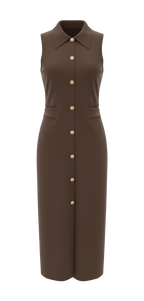 Sleeveless Collared Button-Down Dress
