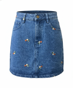 Embroidered Denim Mini Skirt