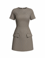 Houndstooth Mini Dress – Taupe