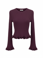 Ribbed Knit Flounce Hem Sweater