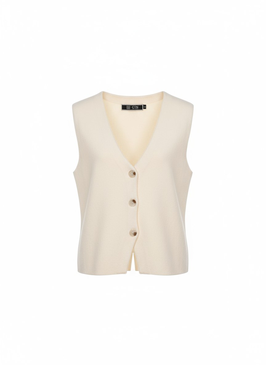 Minimalist Knit Vest – Ivory