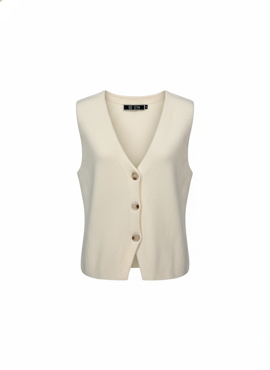 Minimalist Knit Vest – Ivory